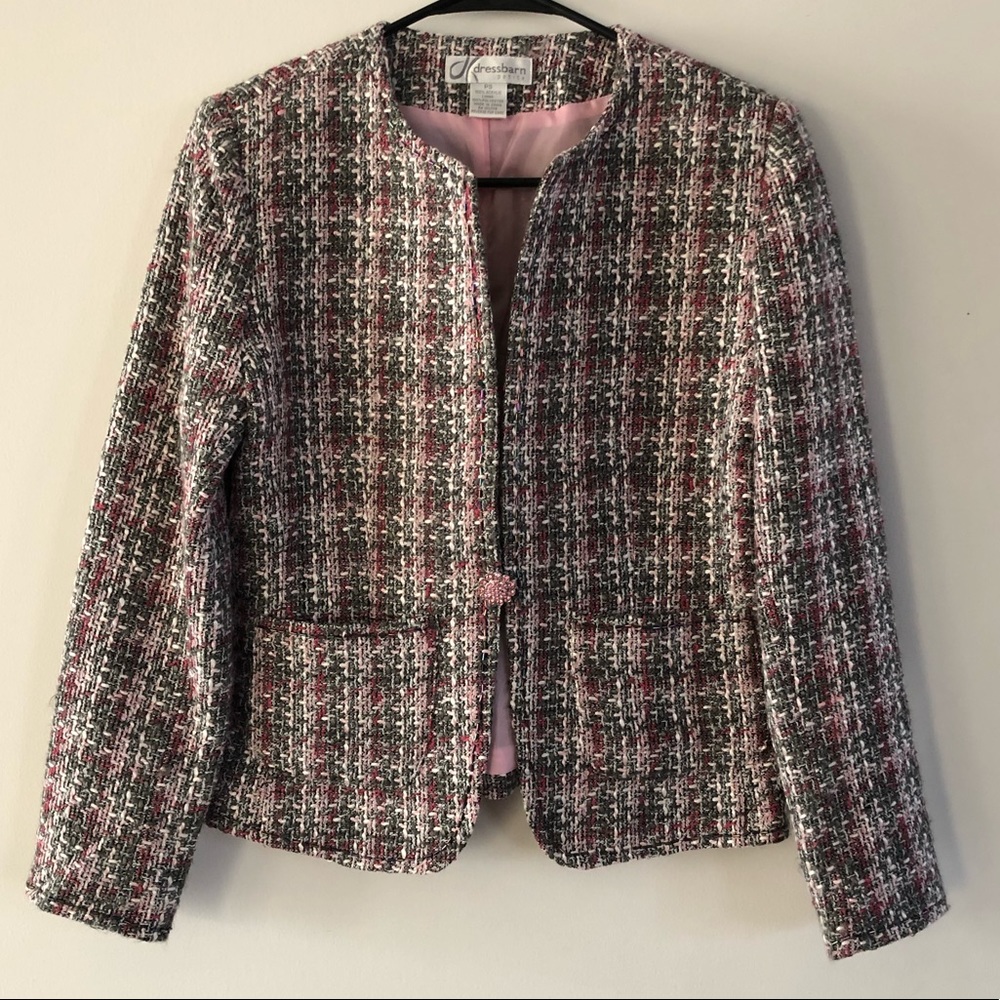 Dress barn Women’s Blazer Jacket Tweed Pink PS